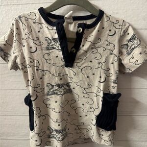 Kate Quinn Cheshire Cat Cream and Black Kids Shirt